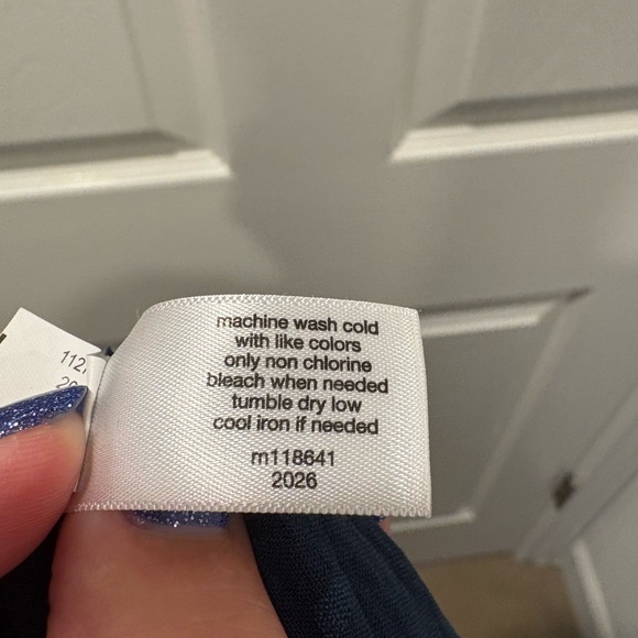 Lane Bryant Maxi Dress 24 Blue Swiss Dot Ruffle Tiered Off-Shoulder - Picture 7 of 7